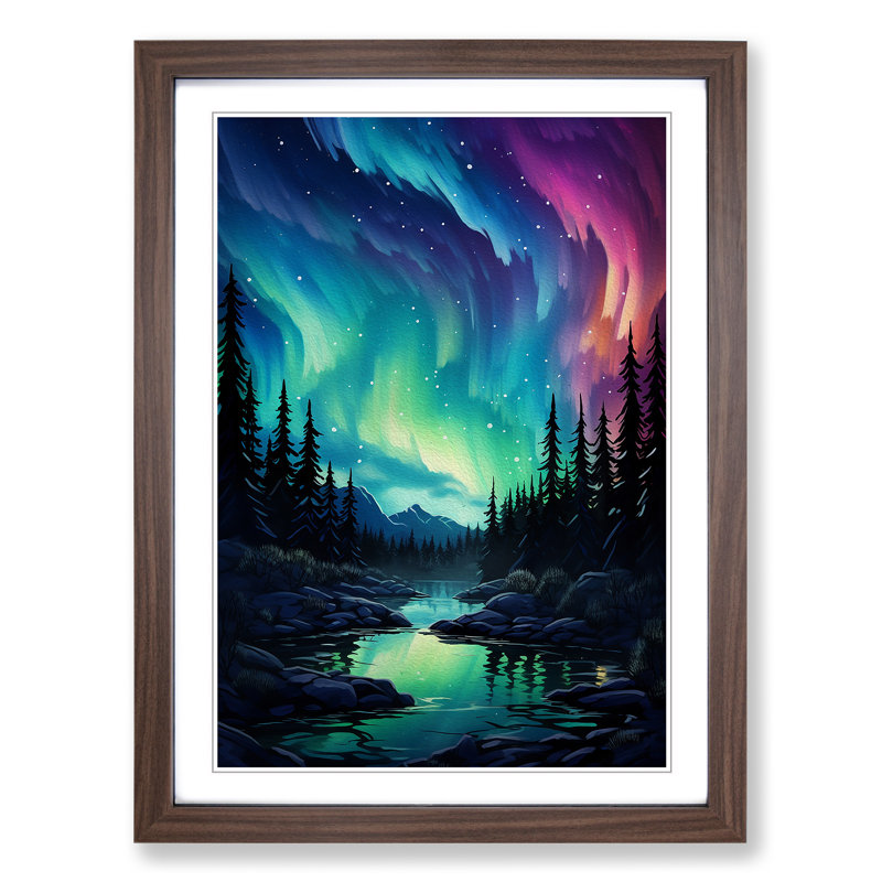 Single Picture Frame Print on Wood, Walnut Framed, 64cm H x 46cm W