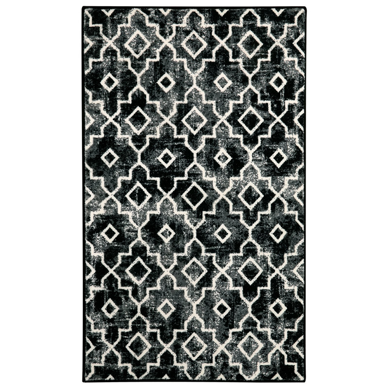 Rectangle Tawann Geometric Machine Washable Door Mat Non-Slip Doormat, Rectangle 3' x 5'