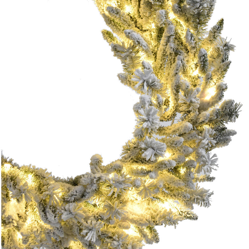 Silverado Pine 26" Flocked Wreath with LED Lights and Pinecones