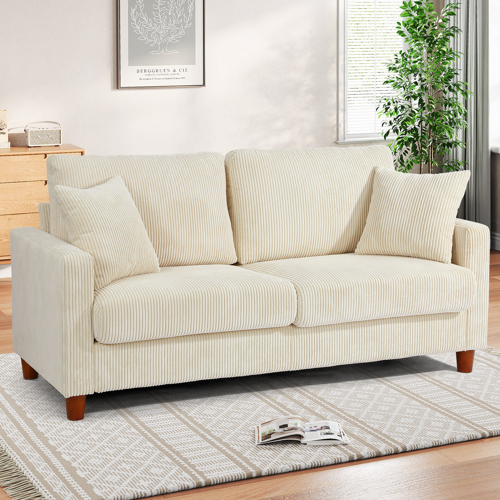 Ebern Designs 2-seater corduroy sofa & Reviews | Wayfair