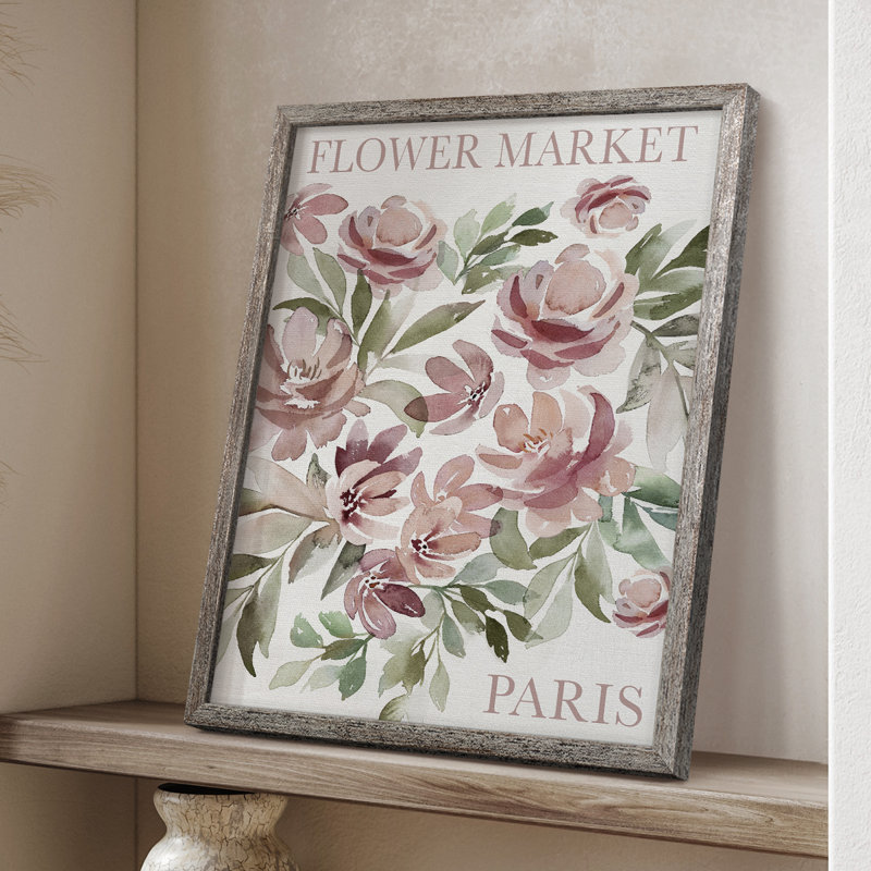 «Paris Flower Market», reproduction encadrée - bois massif, H 11 po x l 9 po