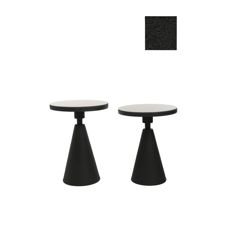 Brothwells Floor Shelf Side Table Set, Black, Black