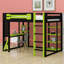 Lit mezzanine polyvalent en bois avec bureau intégré, tablettes, prise de courant et lumière RVB-252610028