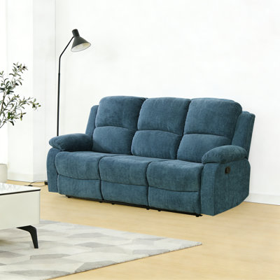 Light Blue Intelligent 3 Seater Sofa With Waterproof And Scratch Resistant Functions, Manually Adjustable Angle, 110-115 ° Tilt And Folding Table