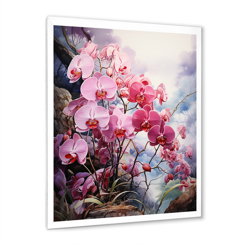 Argile délicate orchidée oasis - impression, Cadre photo blanc, H 32 po x l 24 po x P 1 po