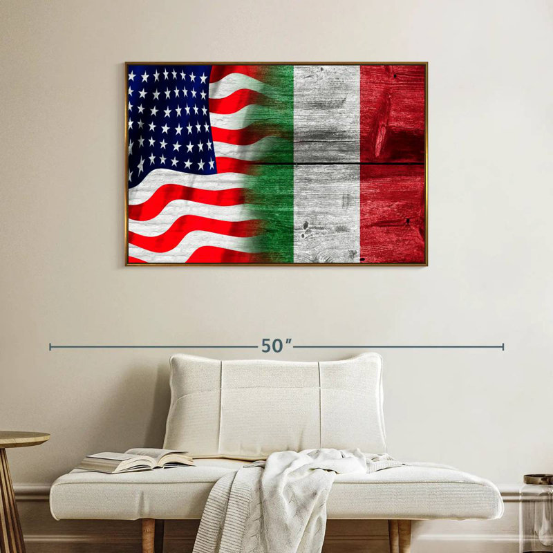 Nish des États-Unis et de l'Italie, Cadre flottant doré, 40 po x 27 po