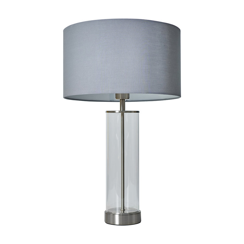 Yawen Glass Table Lamp, Chrome, Grey/Chrome