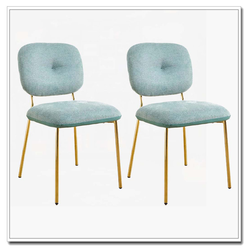 Chaises de salle à manger rembourrées, Vert, Doré