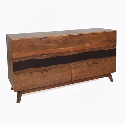 59X16.5X31" Sierra Six Drawer Sideboard, Wood Credenza/Cabinets/Chests/Nightstands
