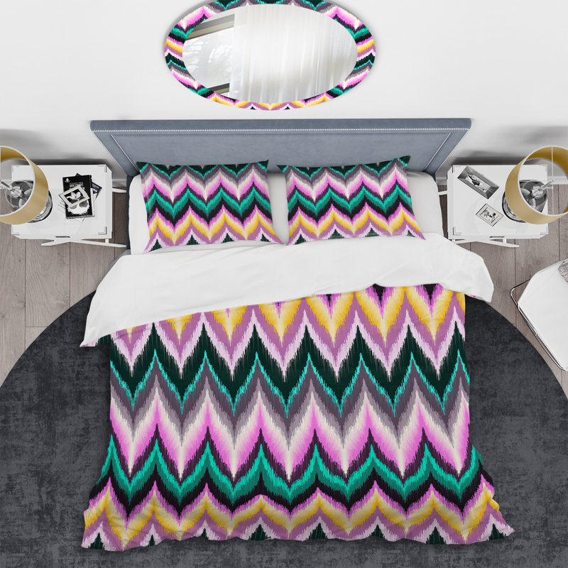 Multicolor Abstract Pattern - Abstract Duvet Cover Set - Microfiber Polyester, King Duvet Cover + 2 King Shams