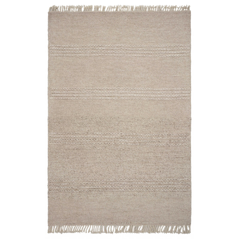 Tapis beige en laine naturel tissé à la machine rectangulaire 3 pi x 5 pi Lucaas