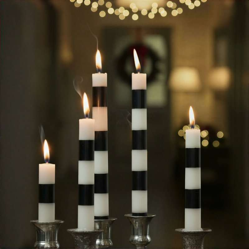 Unscented Taper Candles with Stripes in Box