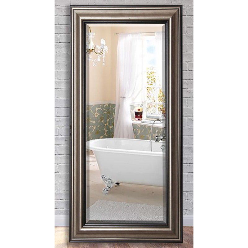 Miroir biseauté pleine grandeur traditionnel, H 66 po x l 31 po, Argent antique