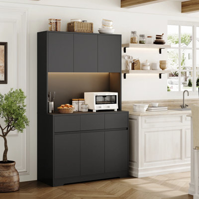 Premium 70.9” Baker’s Rack with Charging Station, LED Lights & Adjustable Shelves - Your All-in-One Kitchen Storage Solution