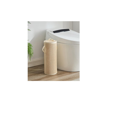 Panier de rangement de salle de bain 10L pour 4 rouleaux de papier hygiénique - Support durable au fini naturel clair