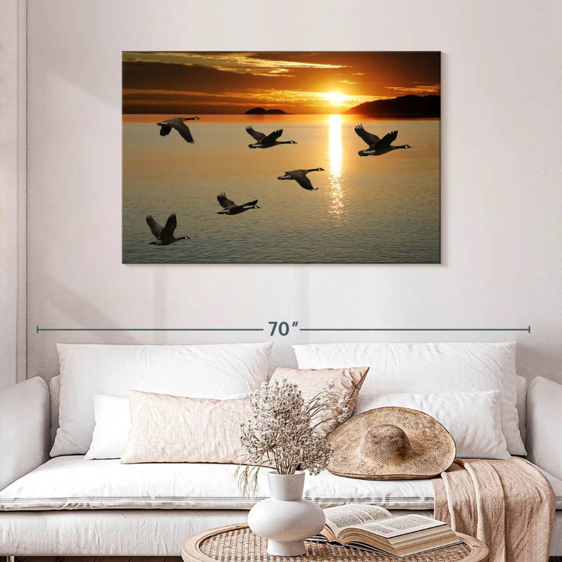 Brampt Sunset Geese Flight, 30" H x 45" W