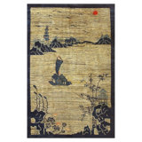 1920s Beige Neutral Field Traditional Chinese Symbolic Motifs Antique Peking Rug