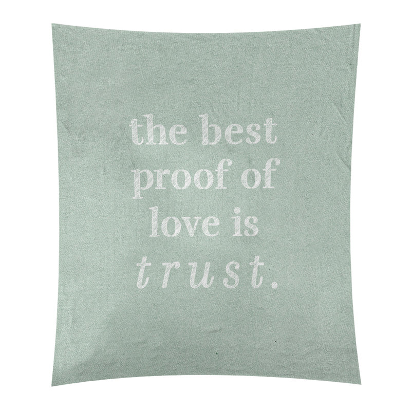 Tapisserie en polyester et citation manuscrite en polyester, H 80 po x l 68 po, Vert / blanc