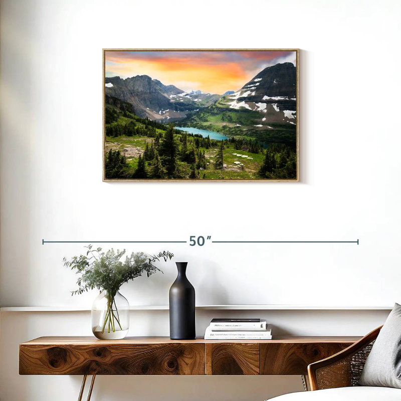 Glacier National Park View, Floating Frame Natural Wood, 31" X 21"