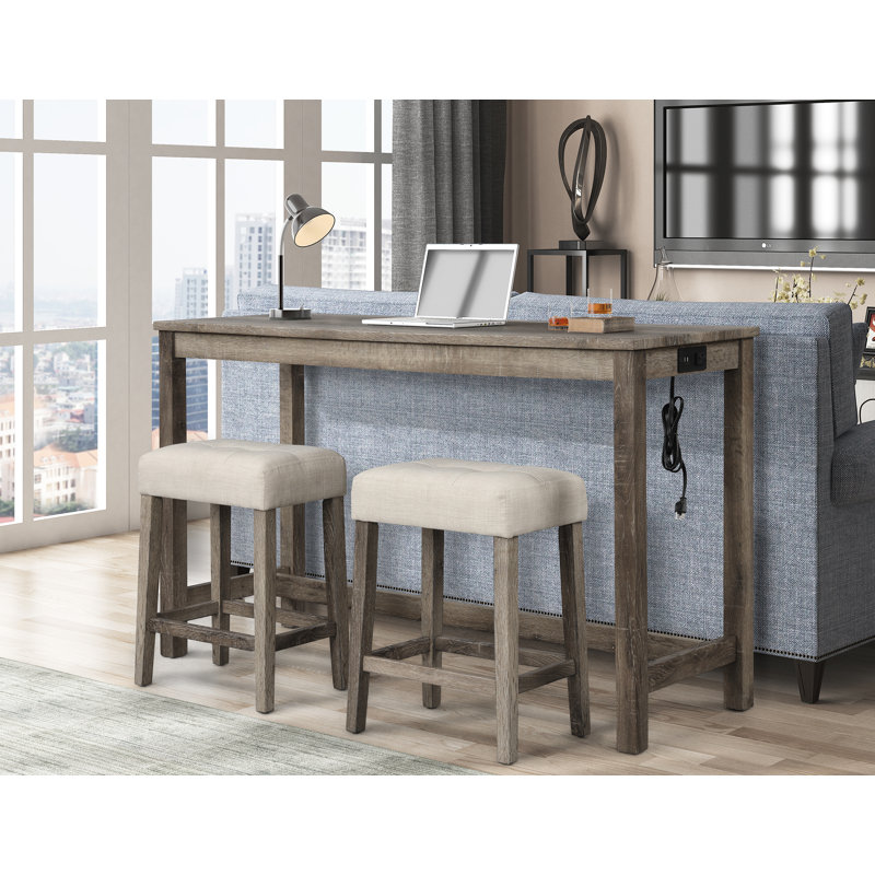  Koltunski 60" Console Table with USB Ports , Antique Oak