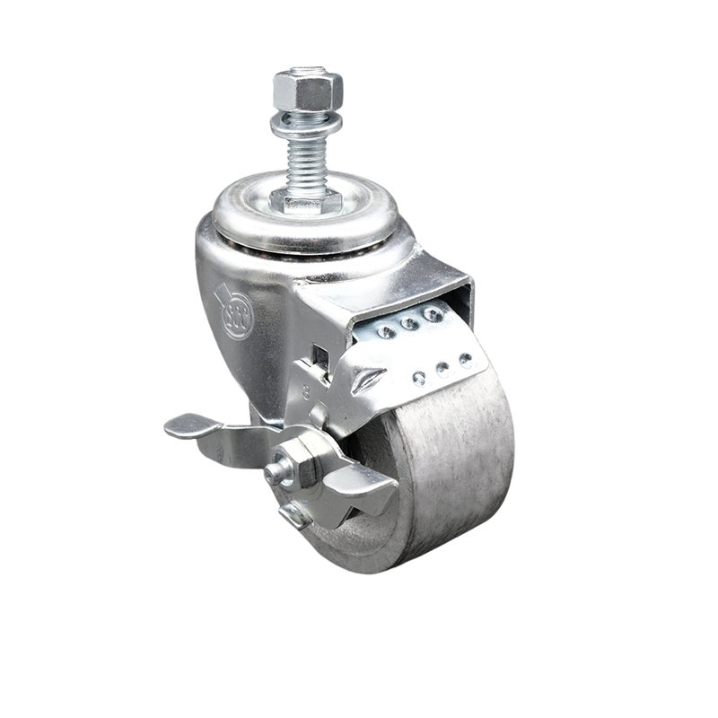 Roulettes semi-pivotantes en acier TS - roue de 3 po et tige de 1/2 po avec frein