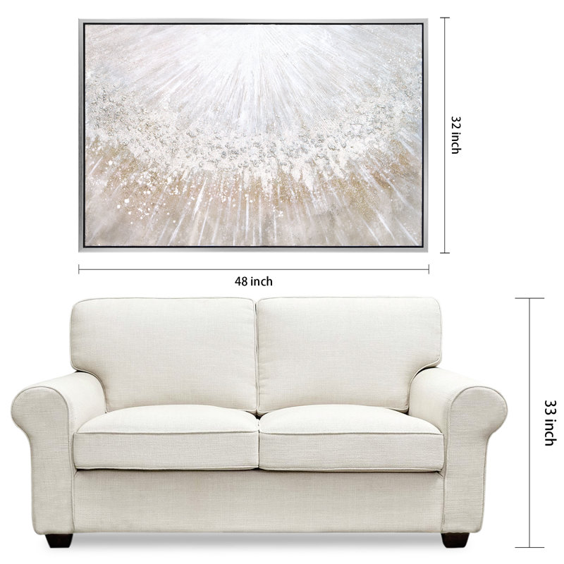 Silver Pellets Textured Glitter Hand Painted Canvas Wall Art with Silver Foil by Martin Edwards