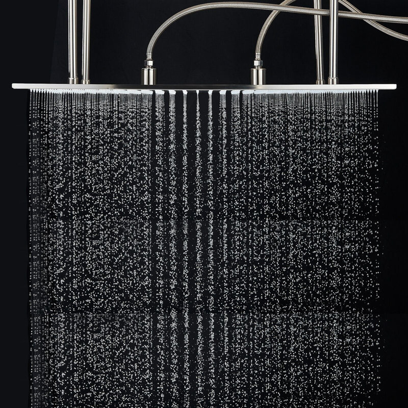 Pomme de douche à pluie fixe 2,5 GPM GPM avec autonettoyant, Nickel brossé