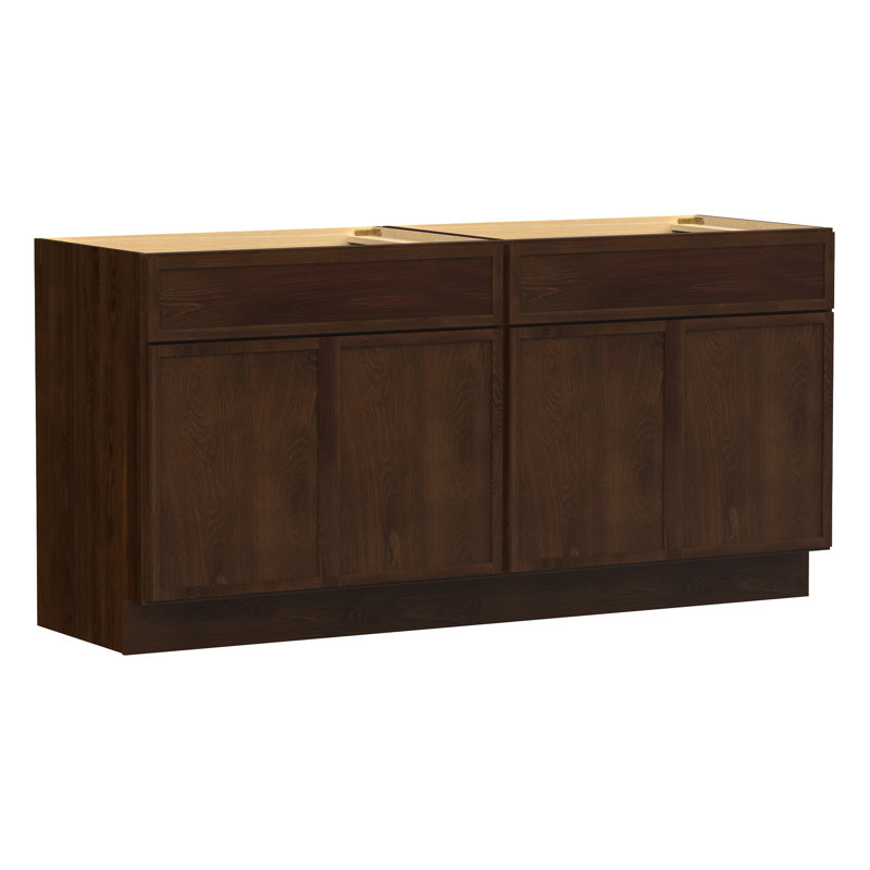 72" Double Bathroom Vanity Base Only, Brown