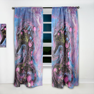 Rose et bleu luxueux, art fluide abstrait - rideau moderne - velours obscurcissant - 1 panneau
