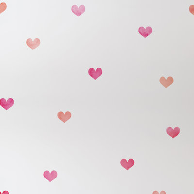 Watercolor Heart Wall Decal Pink Coral