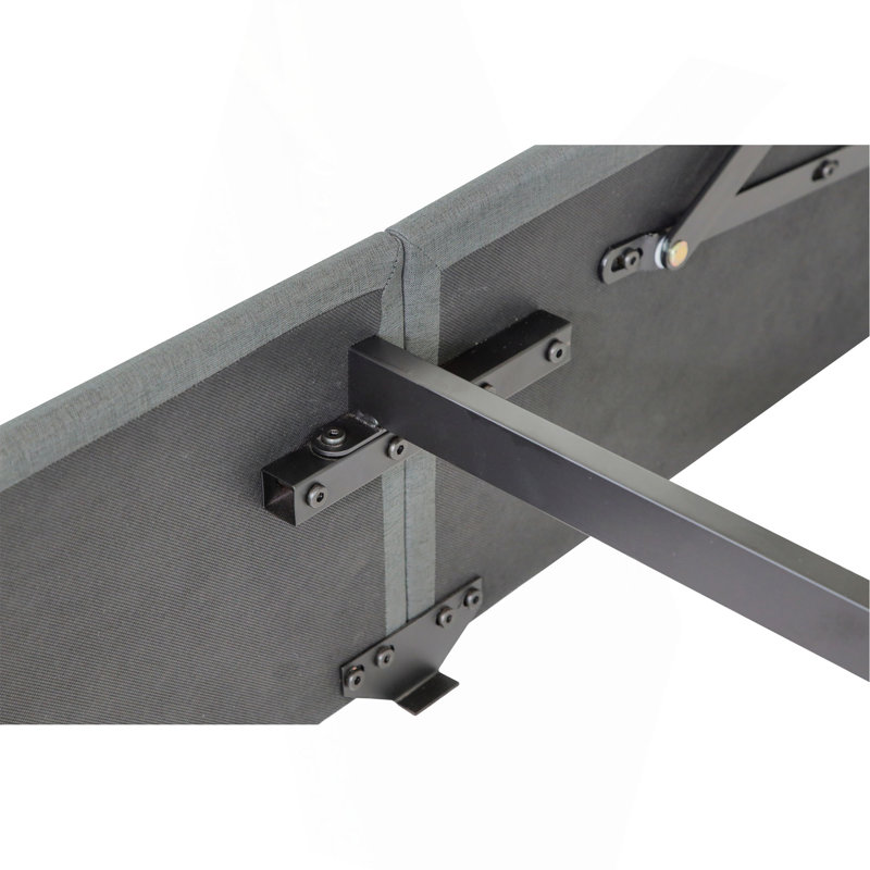 Structure de lit double avec lit de rangement à vérin à gaz avec tête de lit moderne à oreilles, ports USB, Gris clair