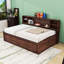Lit capitaine double en bois avec armoires, tablettes de rangement et tiroirs