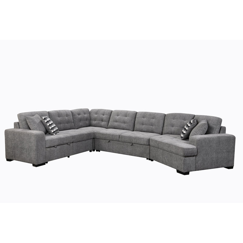 Canapé modulaire rembourré 4 pièces Ommie, Chenille gris