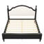 Grand lit plateforme en bois avec tête de lit tapissier, cadre de lit en bois de pin massif, aucun sommier requis, assemblage facile, structure noire et tissu-740889047-740889045