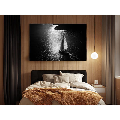 Voilier noir et blanc sur toile de haute qualité, reproduction murale - Artisanat - cadeau - décoration murale