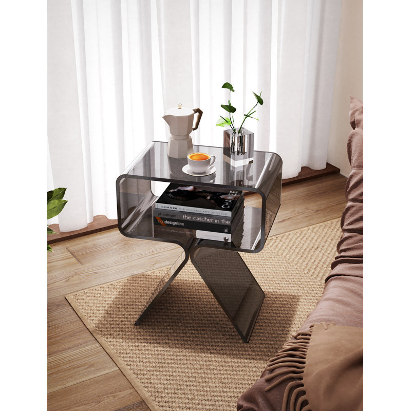 Betzabet Acrylic Side Table, Bedside Table Nightstand, Black