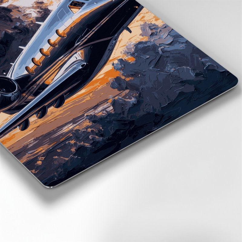 Transport, jet privé, illustrations, métal gris, H 12 po x l 12 po x P 0,05 po