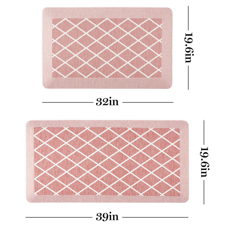 Spice Red Polyester Trellis Anti-Fatigue Kitchen Mat 19.6" x 32"