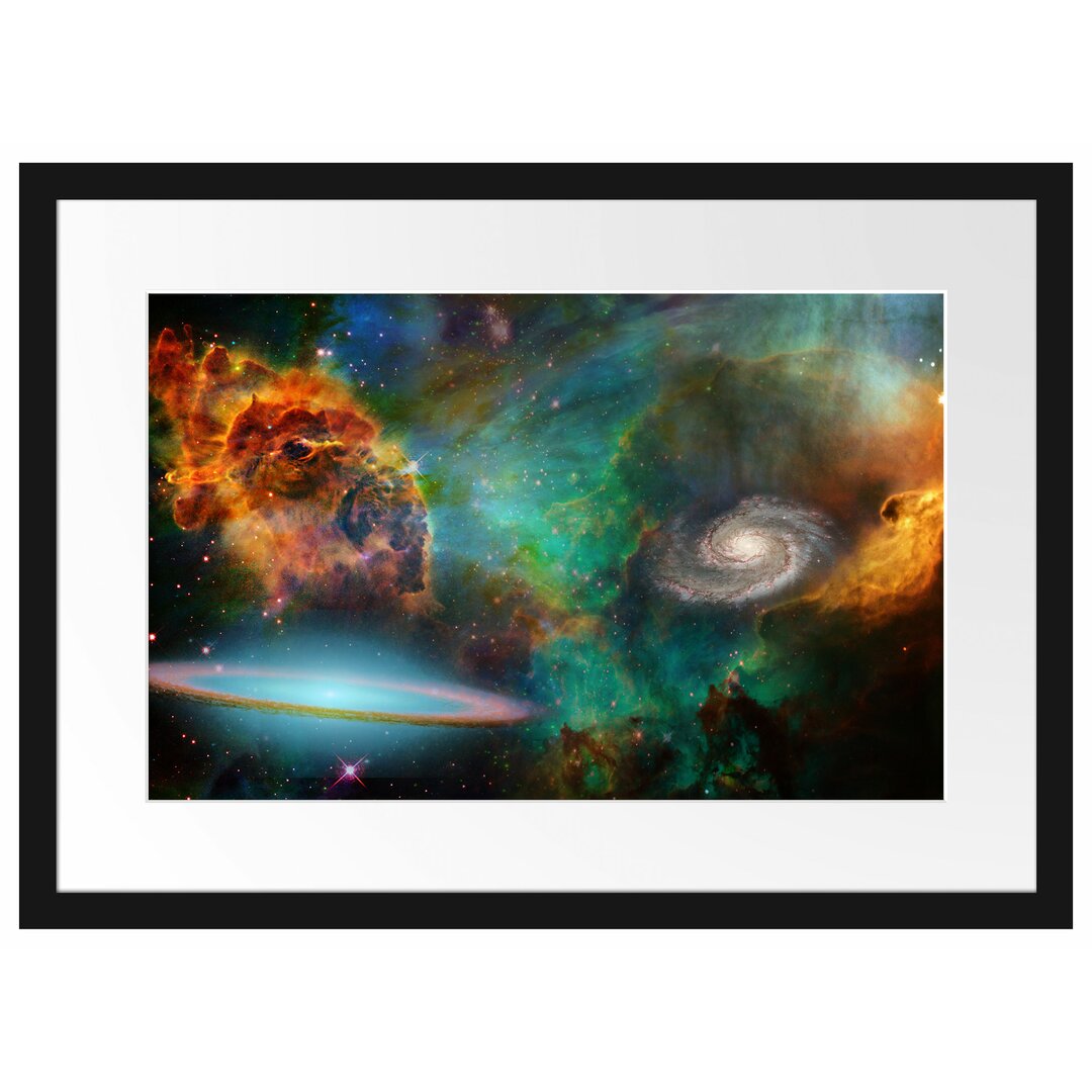 Gerahmtes Poster Galaxie mit Sternennebel