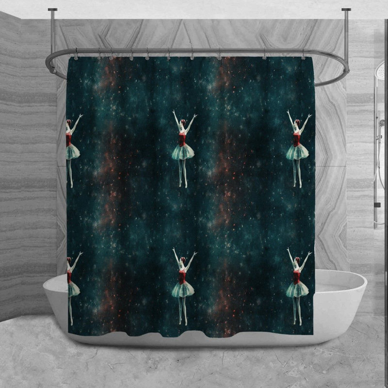 Ballerina Shower Curtain Ballet Bathroom Décor Blue, H 73 po x l 70 po