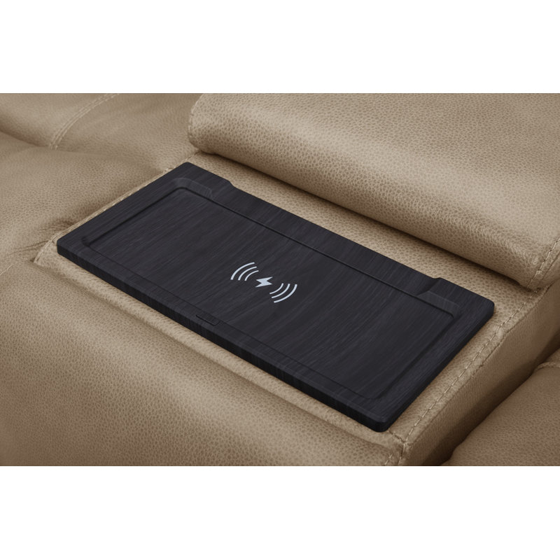 Causeuse inclinable électrique en cuir Grayson, Sable