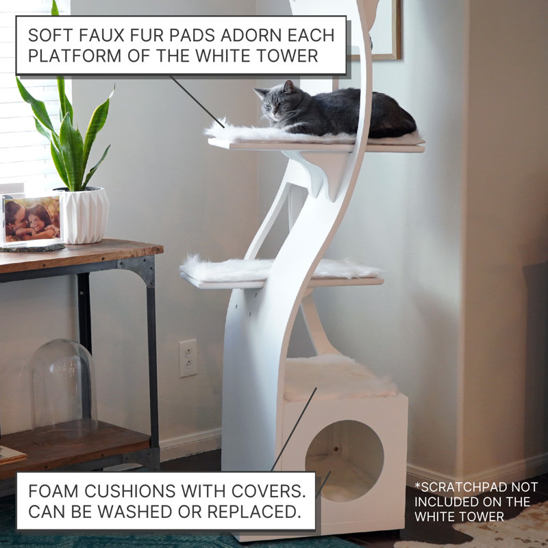 69" Lotus Cat Tree, White