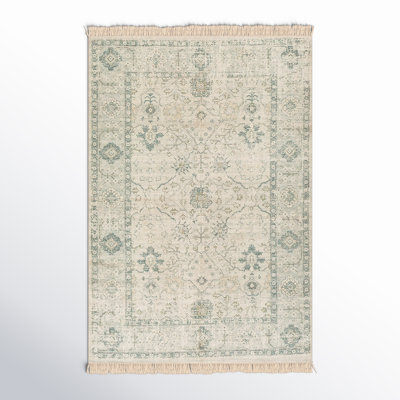 Wensley Oriental Flatweave Sage Green/Light Olive/White Area Rug