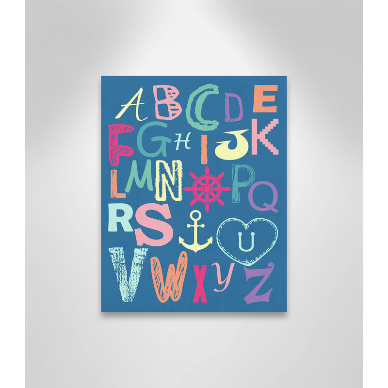 Alphabet imprimé sur papier, H 14 po x l 11 po x P 1,5 po, Canevas