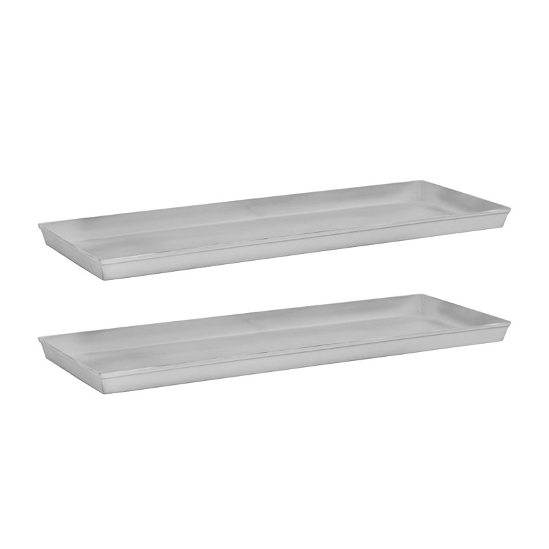 Metal Saucer Plant Stand, 1" H x 23" W x 9" D, White