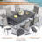 Patio Dining Set with Rectangular Dining Table and  Padded Swivel Chairs-463449460
