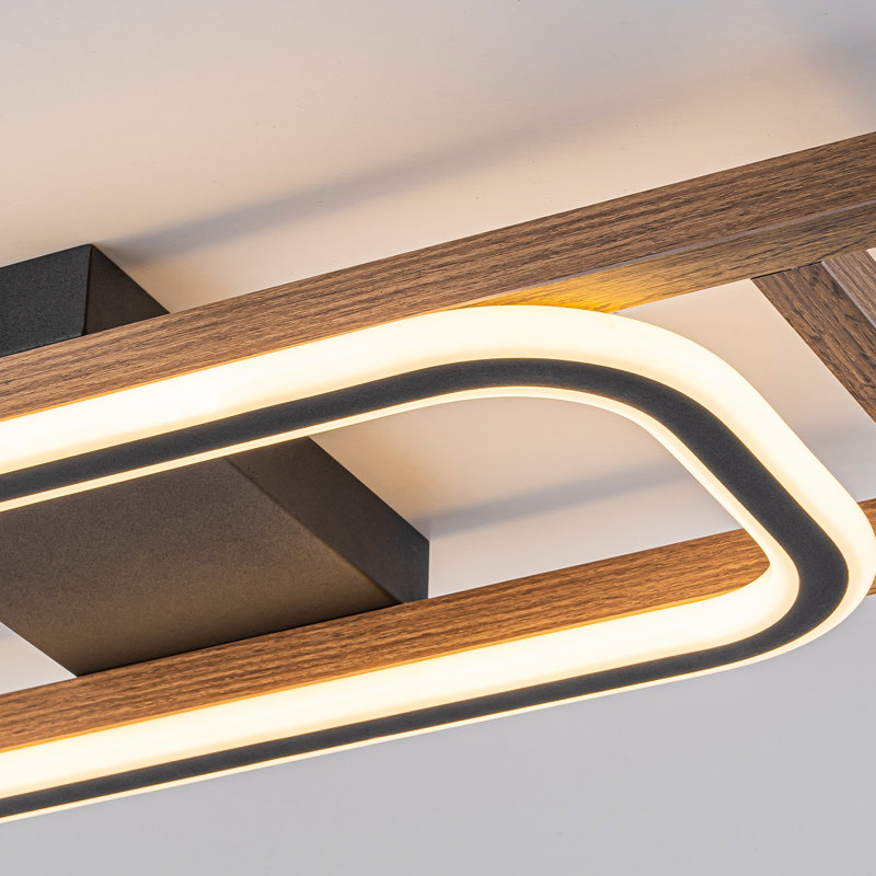 24″‌ Modern Farmhouse 1-Light Linear Geometric Integrated LED Flush Mount, 1 Light