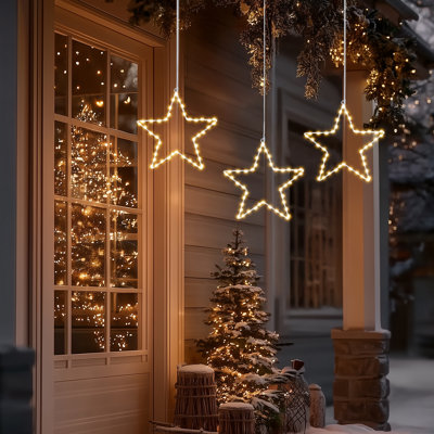 Paquet de 3 lumières de Noël suspendues 12 pouces, 60 lumières DEL à piles