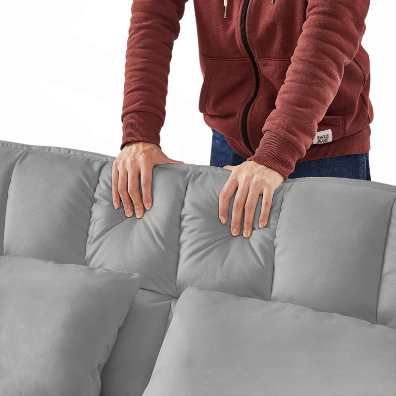 Grey Velvet Loveseat Sofa Bed, 30.7" H x 52.75" W x 35" D, Gray Velvet