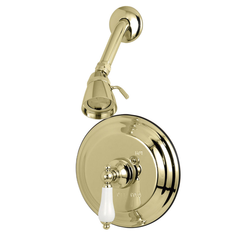 Robinet de douche rétro avec valve brute, Laiton poli